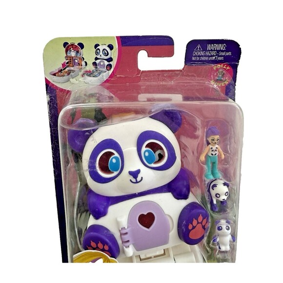 Flip & Find Polly Pocket Purple Panda Playset Mama Baby Pandas Bamboo Set NEW - Picture 4 of 5